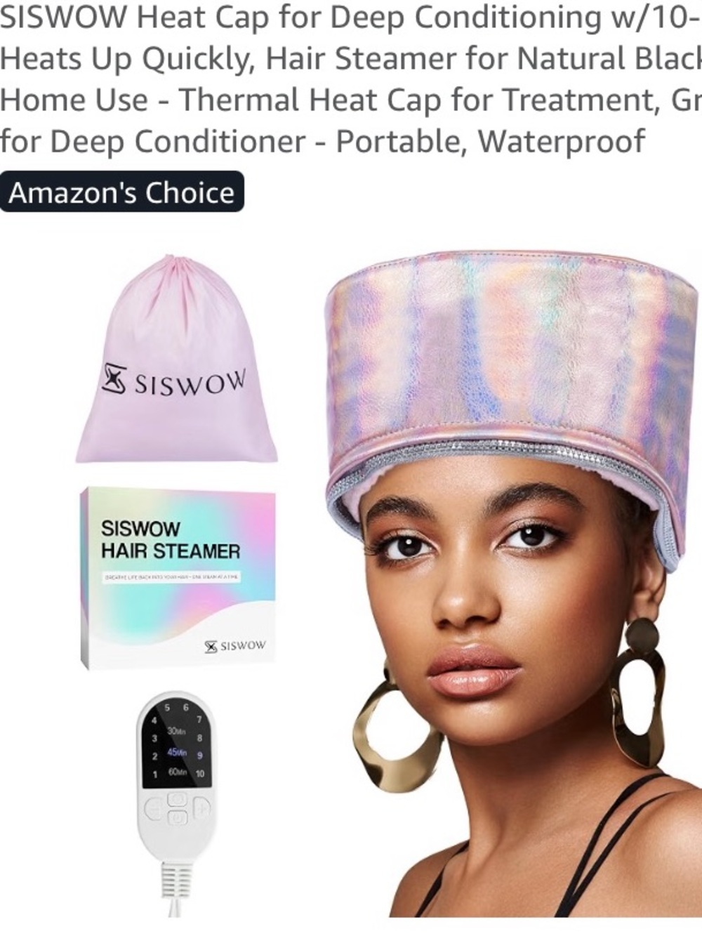 Pink Iridescent Heat Cap Hair Steamer